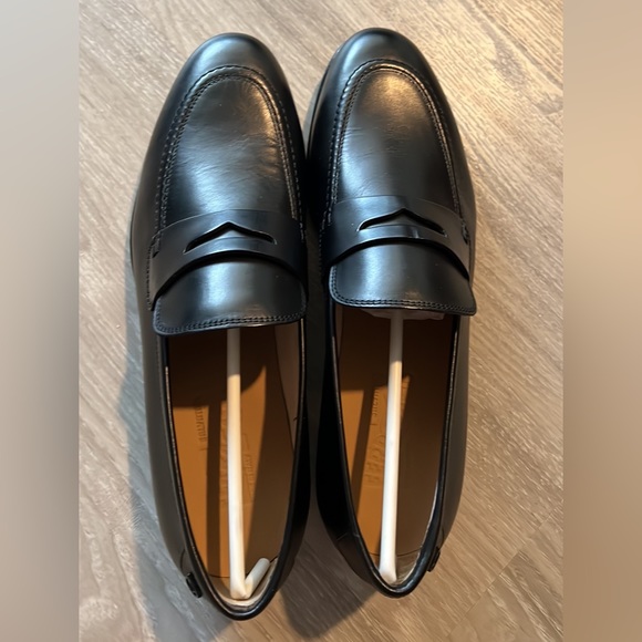 FERRAGAMO Black Leather Penny Loafer Men 9.5 EE Brand New - Picture 7 of 8